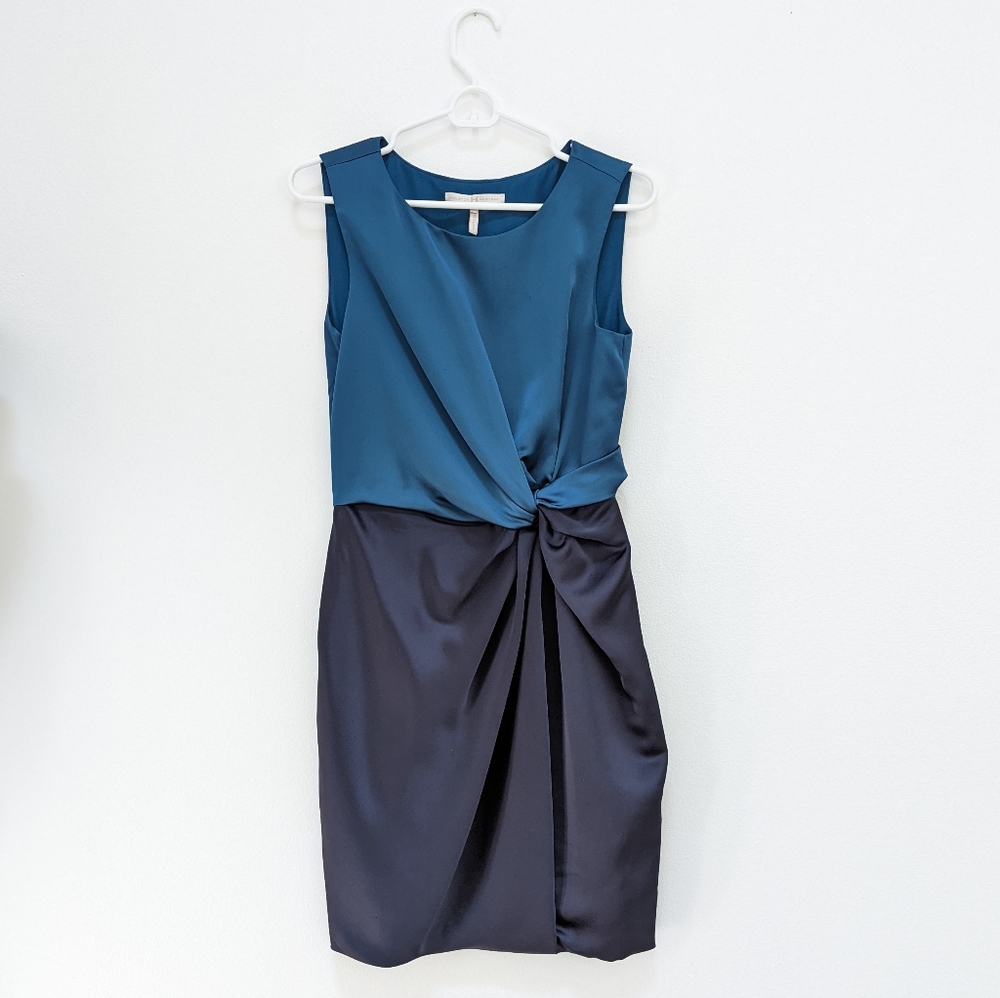 Halston Heritage color block cocktail dress